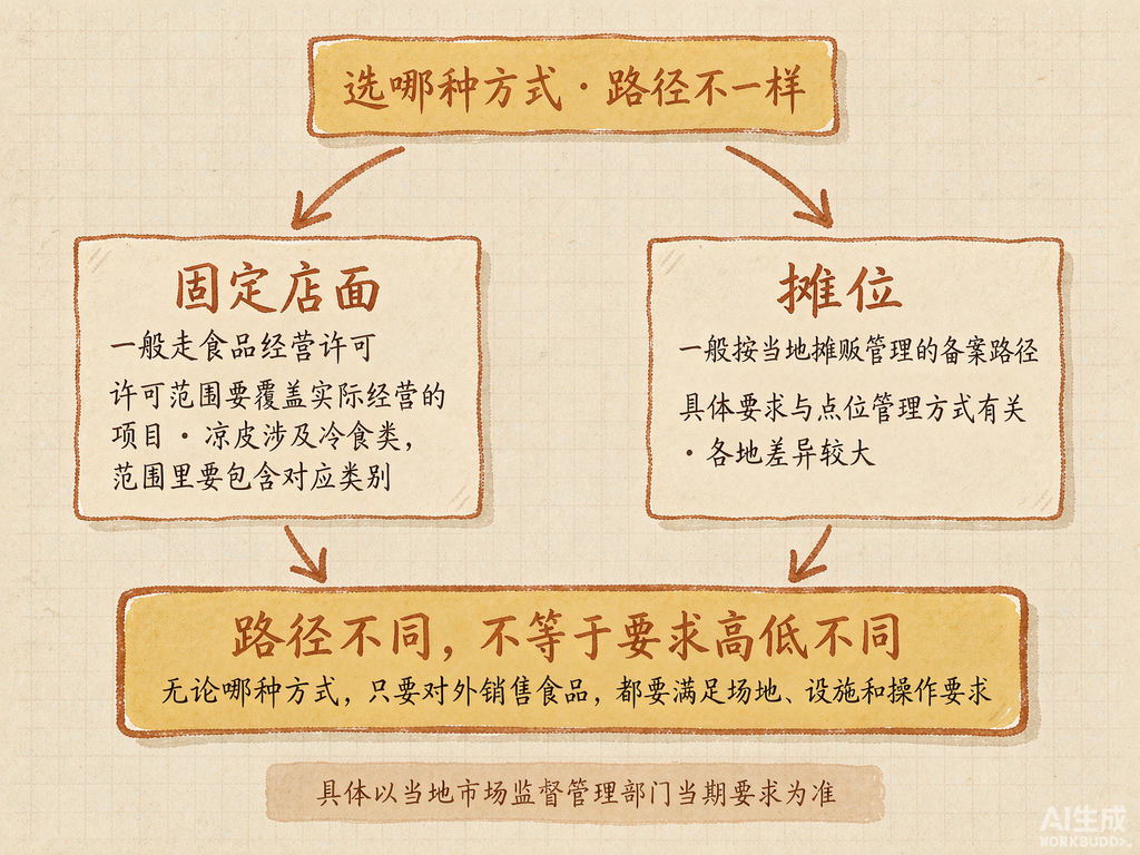 固定店面与摊位的两条许可路径