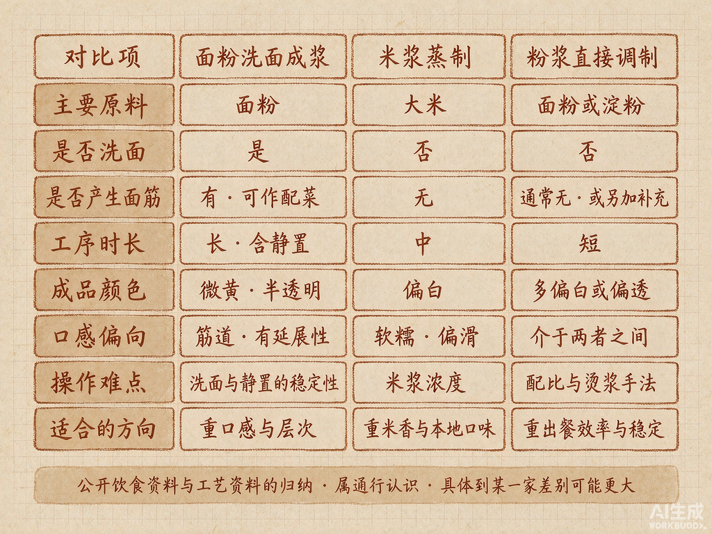 三条路线八项差别的手绘对照表